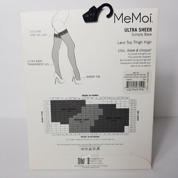 MeMoi Lace Top Thigh High Caramel.  S/M - Picture 4 of 4